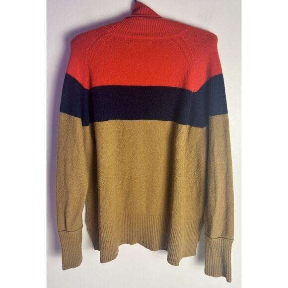 J. Crew Womens M Colorblock Turtleneck Sweater Supersoft Yarn Merino Wool Blend‎ - Picture 2 of 9